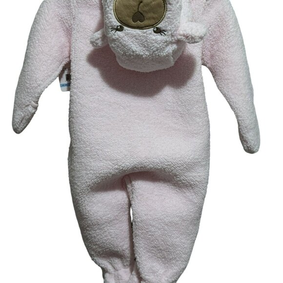 NEW Cuddle Bear Infant Girls Pink Fleece Zip Front Bunting Footed Sleeper 6 Mo - Picture 3 of 6